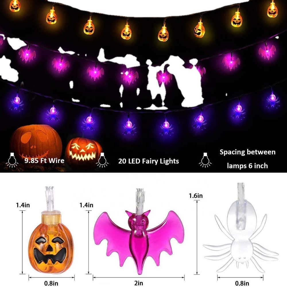 10/20 LED Halloween Pumpkin Spider Bat Skull String Light Lamp Home Garden Party Outdoor Halloween Decoration Lantern Light