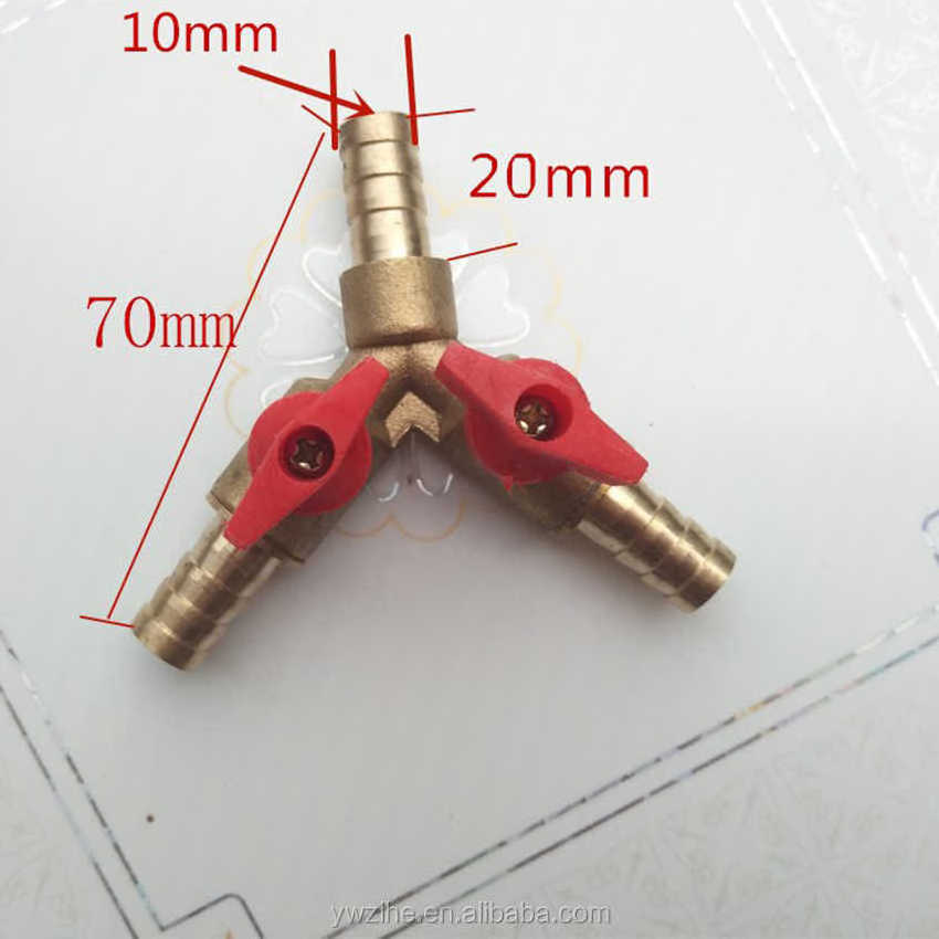 Way Shut Off Ball Valve / Valve Clamp Fitting Hose Barb Fuel Gas 5/16 inch 8/10MM Brass Y Type Ball Valve For Garden Tool