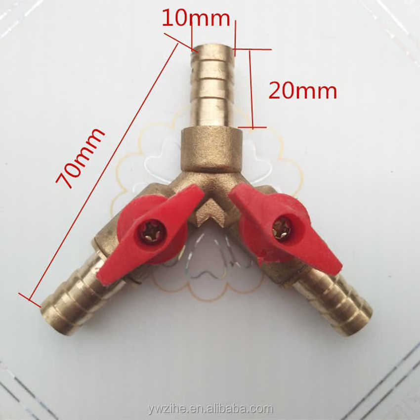 Way Shut Off Ball Valve / Valve Clamp Fitting Hose Barb Fuel Gas 5/16 inch 8/10MM Brass Y Type Ball Valve For Garden Tool