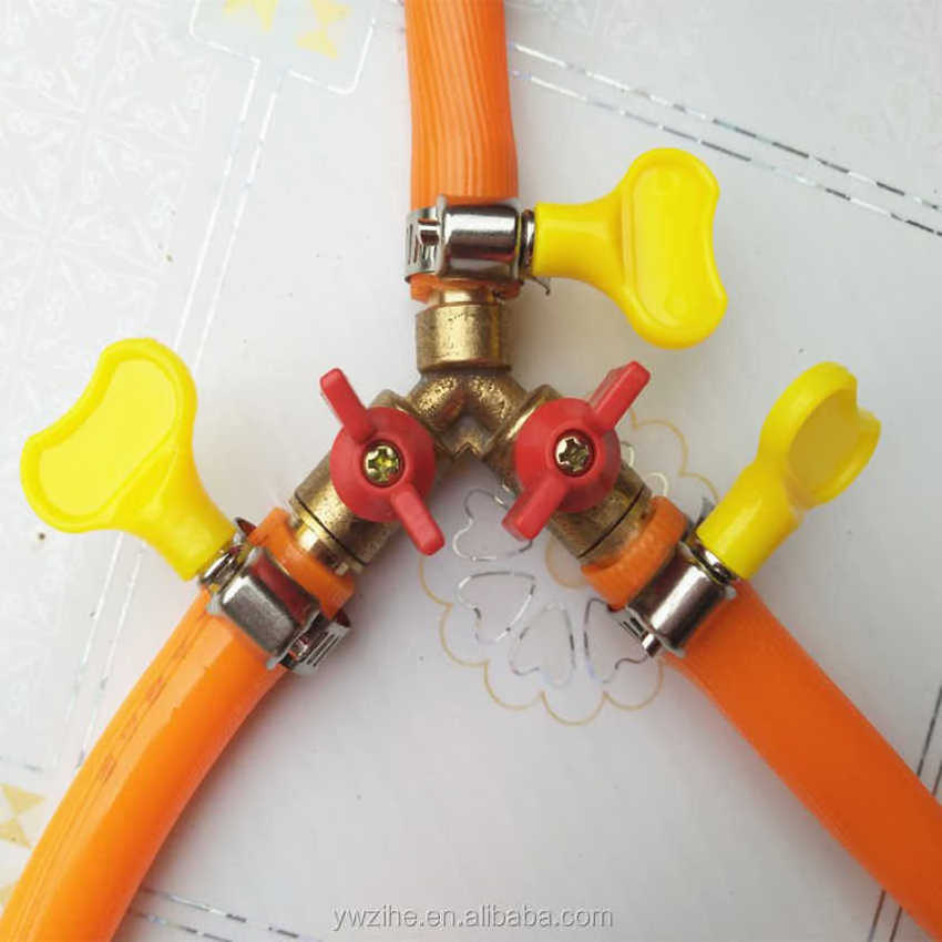 Way Shut Off Ball Valve / Valve Clamp Fitting Hose Barb Fuel Gas 5/16 inch 8/10MM Brass Y Type Ball Valve For Garden Tool