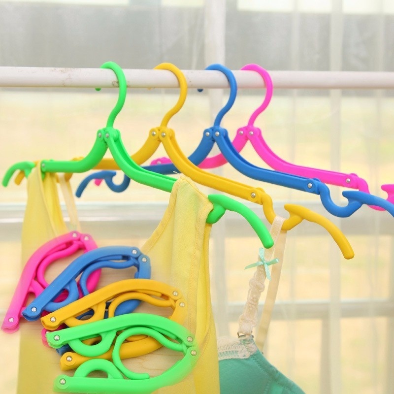 Portable Travel Cloth Hanger Non-Slip Plastic Foldable Rack Drying Clothespin Trouser Coat Towel Socks Storage Closet Organizer