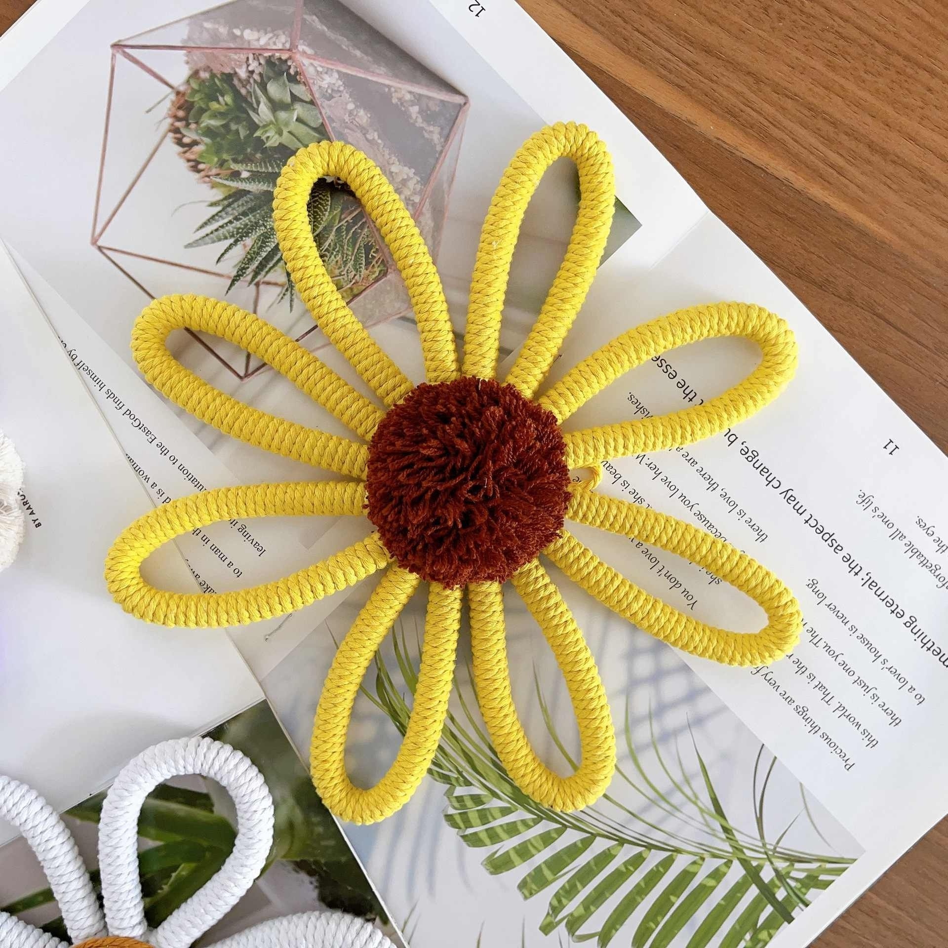 Bohemian Children's Room Decoration Sunflower Woven Lace Wall Hanging Home Baby Girl Children Wall Decoration Flowers