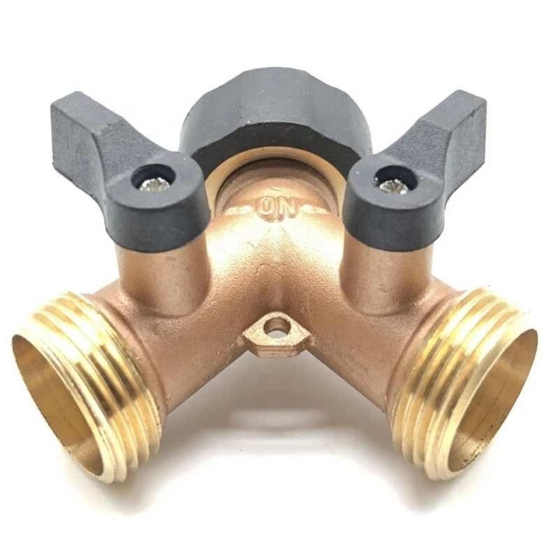 Brass Dual-Outlet Faucet Irrigation Ball Valve Adapter Garden Tap Hose Splitter Two Way Fitting 3/4 American/European Thread