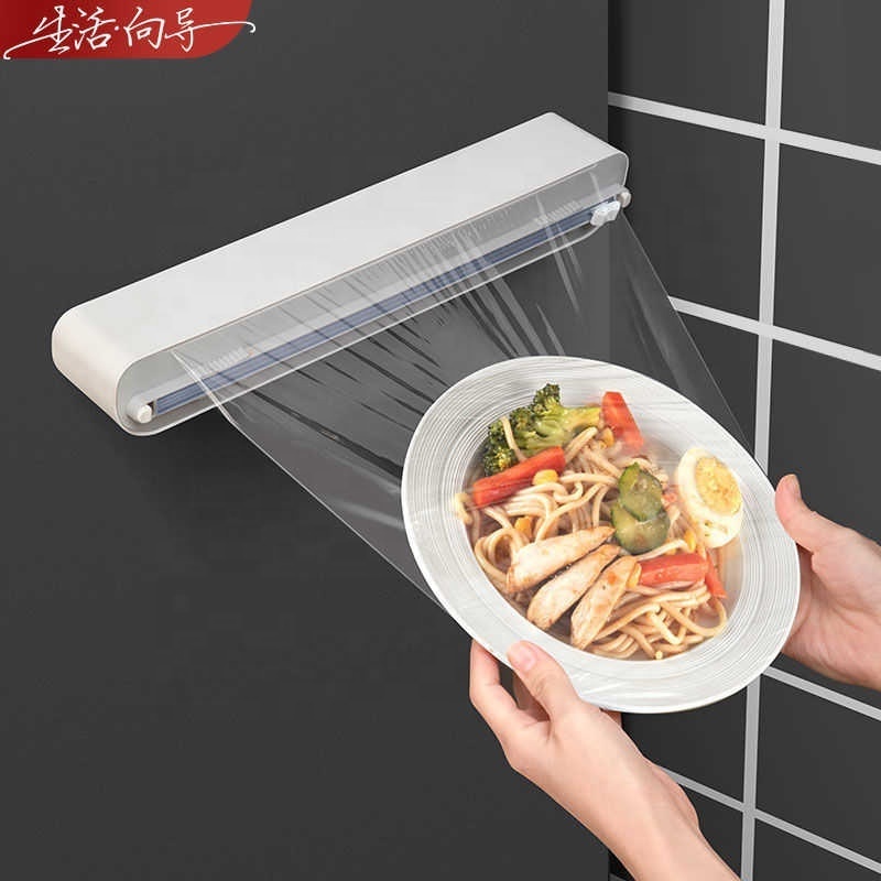 Sucker Type Cling Film Cutter Cutting Cling Film Divine Tool Kitchen Shelf Tin Paper Cutting Box