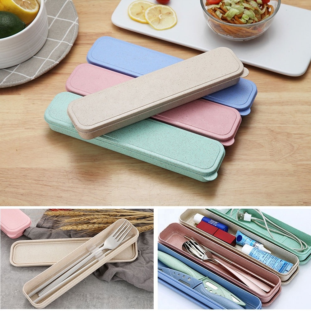 Picnic Outdoor Usage Cute Stationery Box Multifunction Travel Camping Holder Stainless Steel Cutlery Portable Box Case