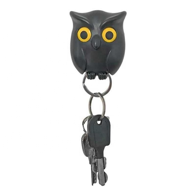 Wall Mounted Key Holder Innovative Key Hook Keychain Door Hanger Night Owl Magnetic Storage Rack Home Decoration Home Organizer