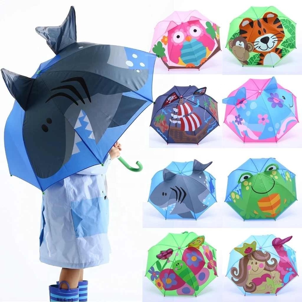 Kids Umbrella for Girls Boys Baby Cover Parasol For Sun Rain Protection UV Rays 3D Cartoon Outdoor Umbrella School Birthday Gift