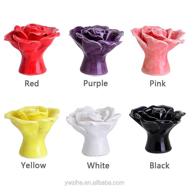 Rose Flower Handles Cabinet Ceramic Knobs Flowers Kitchen Handles Dresser Closet Kids Bedroom Furniture 5 Colors 7A0499