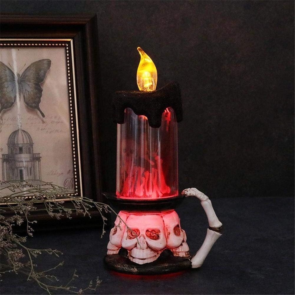 Halloween Candle Light Battery Powered LED Pumpkin/Skeleton Glowing Candle Lamp Halloween Decoration Table Night Lights