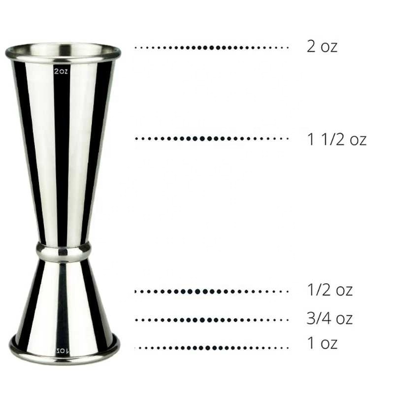 Double Cocktail Jigger Japanese Design Stainless Steel Cocktail Bar Jigger 1oz/2oz Measuring Cup for Home Party Club Bar