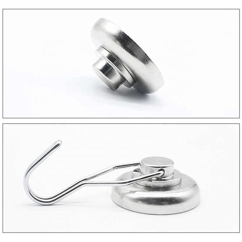 Swivel Magnetic Hooks Heavy Duty Neodymium Magnet Hooks with Scratch Proof Stickers for Home Refrigerator Kitchen in stock