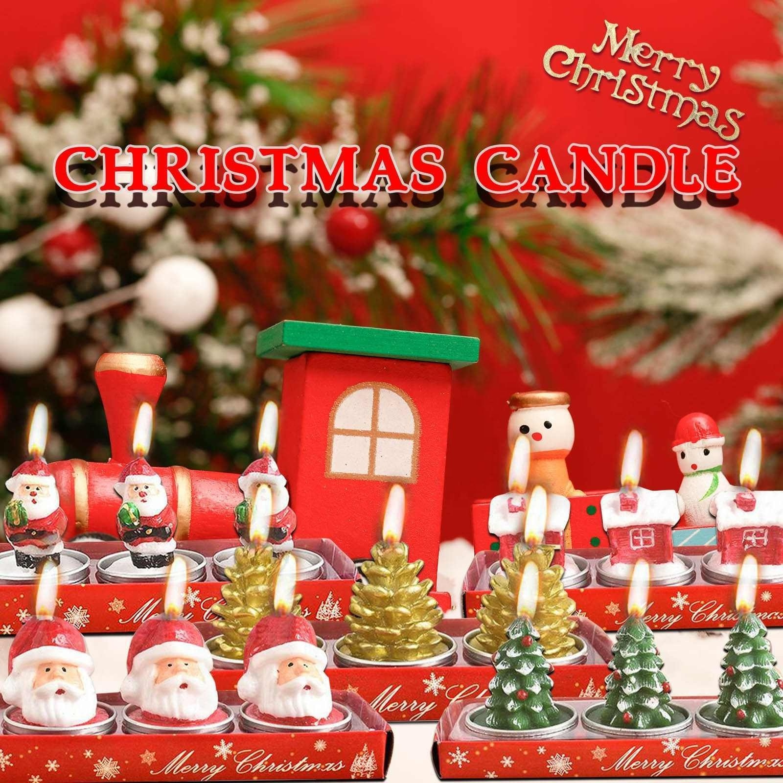 Christmas Candles Santa House Snowman Xmas Tree Paraffin Candles Wedding Party Festival Decoration Candles Decor Light