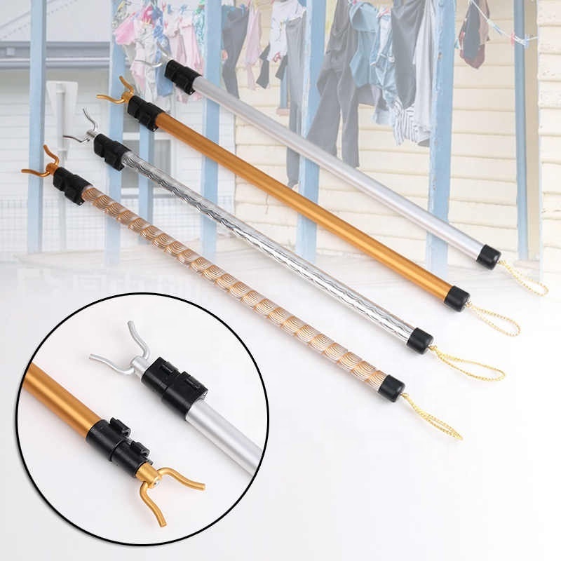 Extendable Balcony Fork Pole Clothes Hangers Pole Aluminum Pole  Household Space Saving Clothing Rack 50-126cm