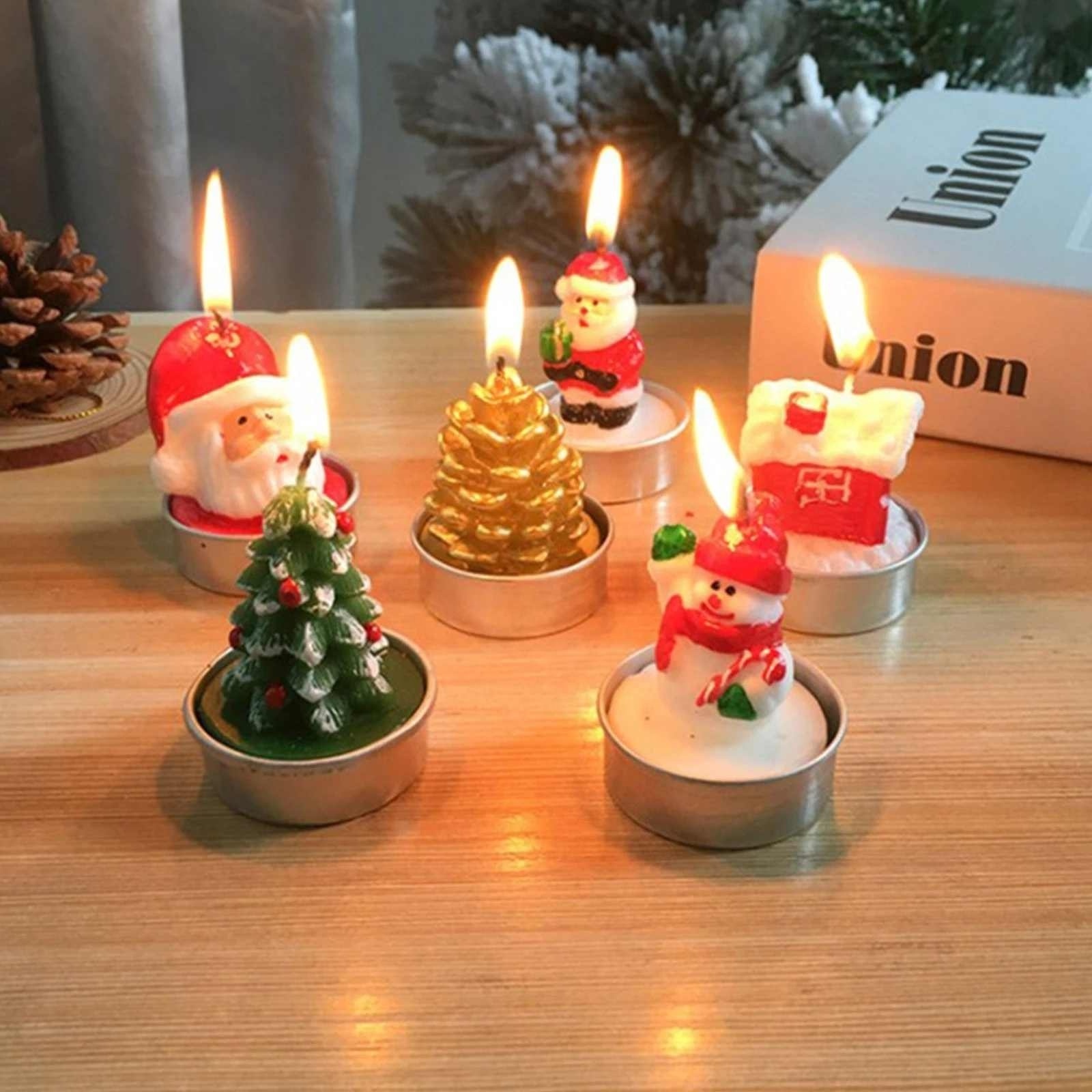 Christmas Candles Santa House Snowman Xmas Tree Paraffin Candles Wedding Party Festival Decoration Candles Decor Light