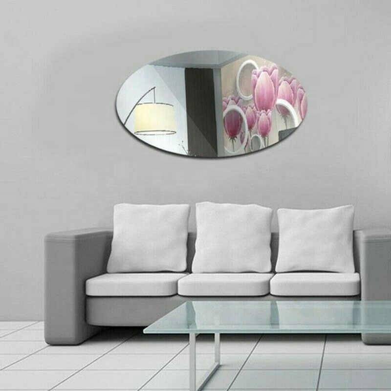 Removable Acrylic Mirror Wall Sticker Square Oval Self Adhesive Room Art Decal for Kids Bathroom Living Room Decoration