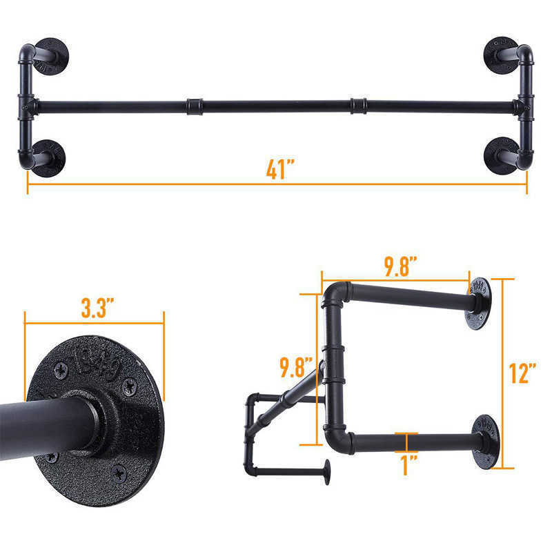 Industrial Style Metal Wall Hanging Clothes Rack Clothes Shop Iron Clothes Rack Clothing Props Used Water Pipe Display Rack