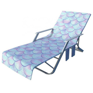 Printed microfiber beach chair cover for swimming pool lounge chair