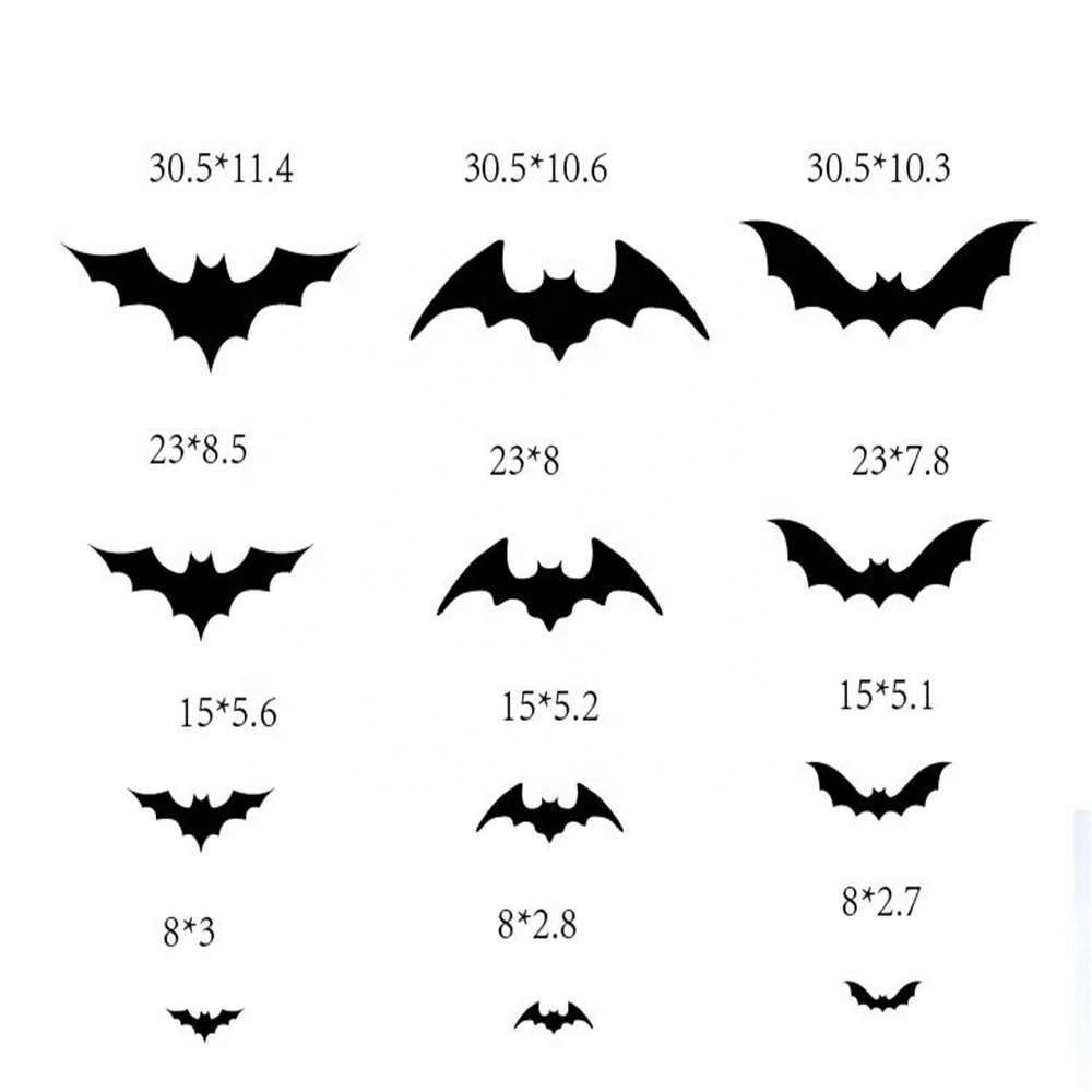 3D Bat Wall Stickers Halloween Party Decoration Realistic Scary Black Bat Stickers PVC Bathroom Home Decor Wall Decals