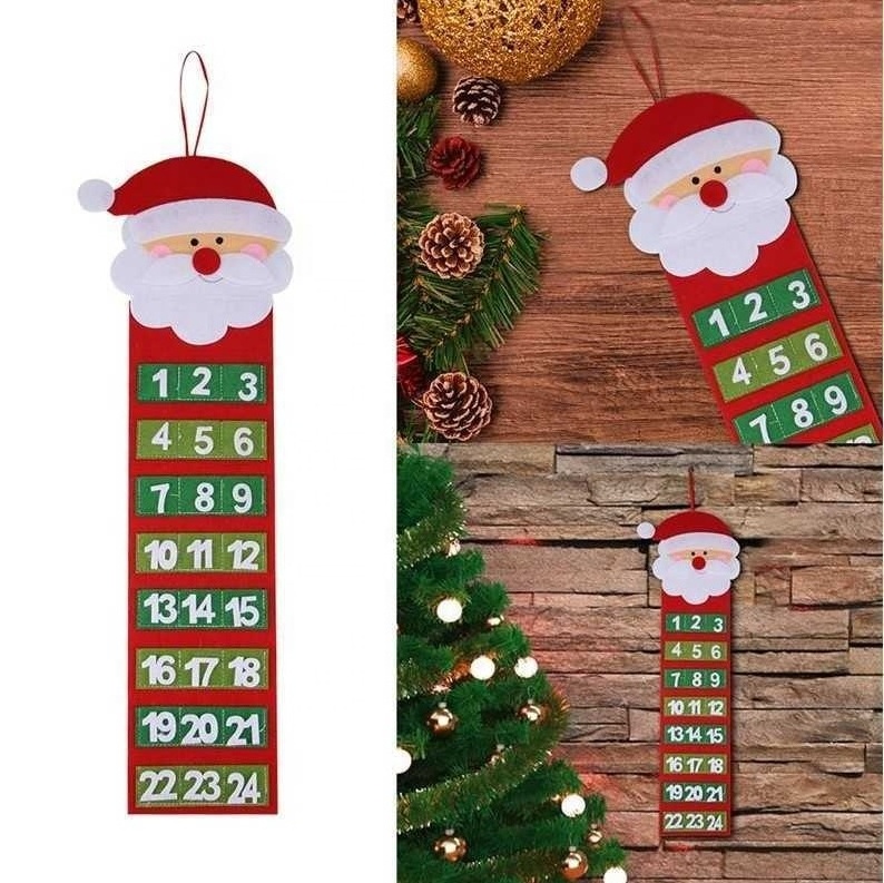 Creative Santa Claus Advent Calendar Red Color Applique Wall Calendar 24 Day Countdown Calendar New Year Decorations