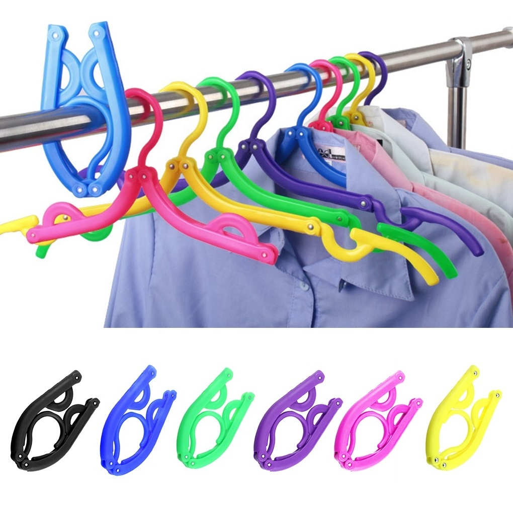 Portable Travel Cloth Hanger Non-Slip Plastic Foldable Rack Drying Clothespin Trouser Coat Towel Socks Storage Closet Organizer