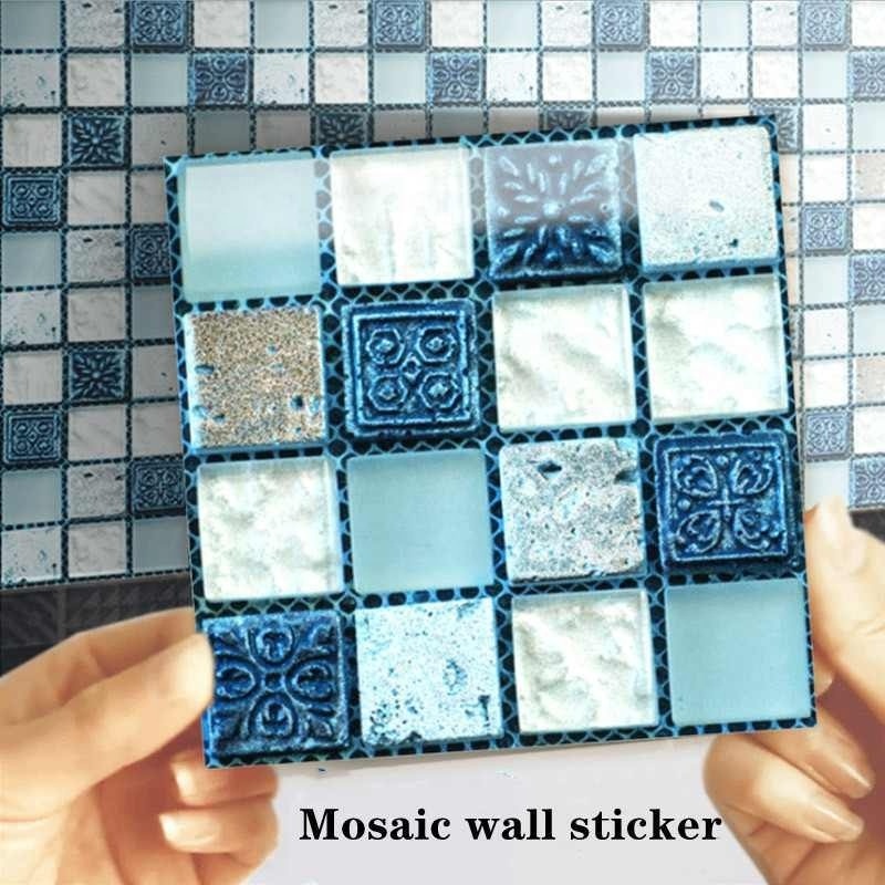 Mosaic Tiles Wall Sticker 2D Printed Covers Self Adhesive Wallpaper for Kitchen Cupboard decor Home Renovation Wall Decals