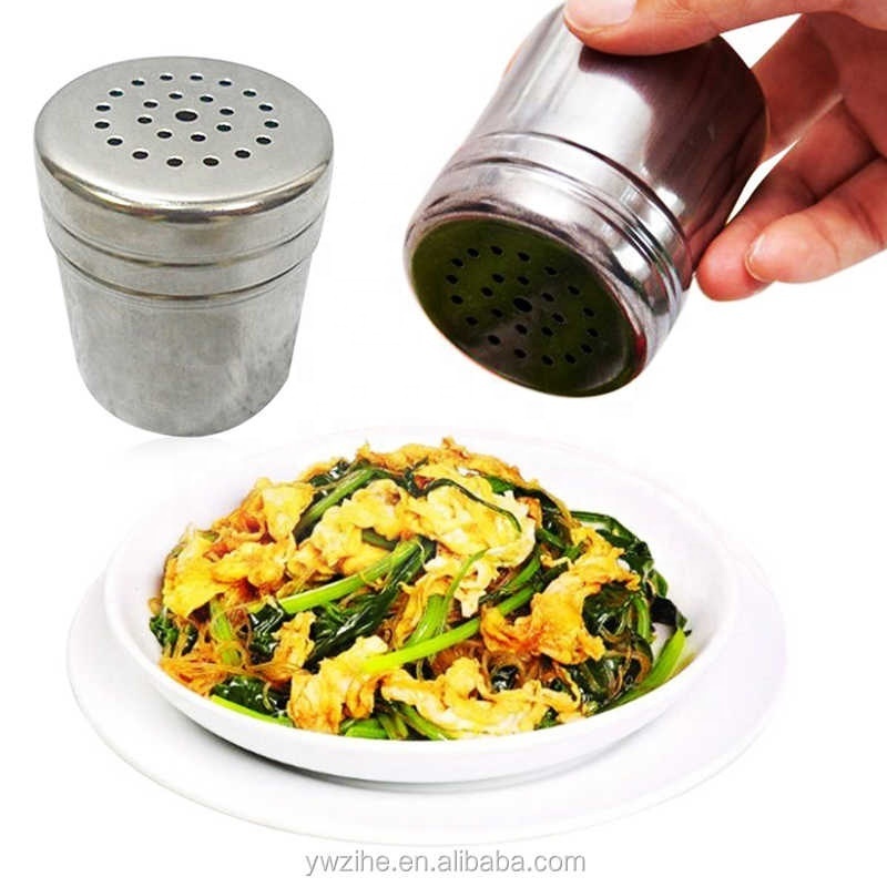 Stainless Steel Spice Jar Dredge Salt Sugar Spice Pepper Shaker Seasoning Can Rotating Cover Multi-purpose Kitchen Tool 7A1962