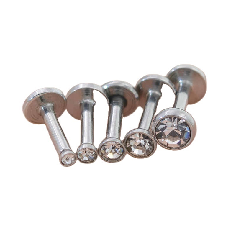 Zircon Labret Lip Bar Stud Piercing 16 Gauge Stainless Steel Cartilage Ear Tragus Stud Piercing Earring