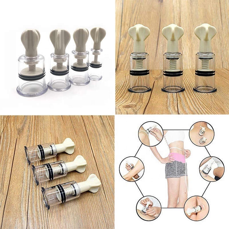 4 Size Rotating Handle Jar Vacuum Cupping Body Massage Cans Suction Nipple Enhancer Anti Cellulite Acupuncture Vacuum Cupping