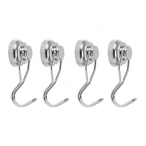 Swivel Magnetic Hooks Heavy Duty Neodymium Magnet Hooks with Scratch Proof Stickers for Home Refrigerator Kitchen in stock