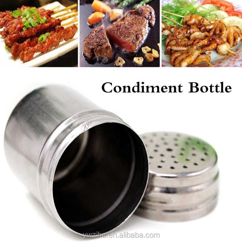 Stainless Steel Spice Jar Dredge Salt Sugar Spice Pepper Shaker Seasoning Can Rotating Cover Multi-purpose Kitchen Tool 7A1962