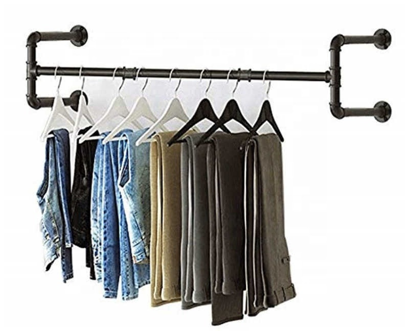 Industrial Style Metal Wall Hanging Clothes Rack Clothes Shop Iron Clothes Rack Clothing Props Used Water Pipe Display Rack