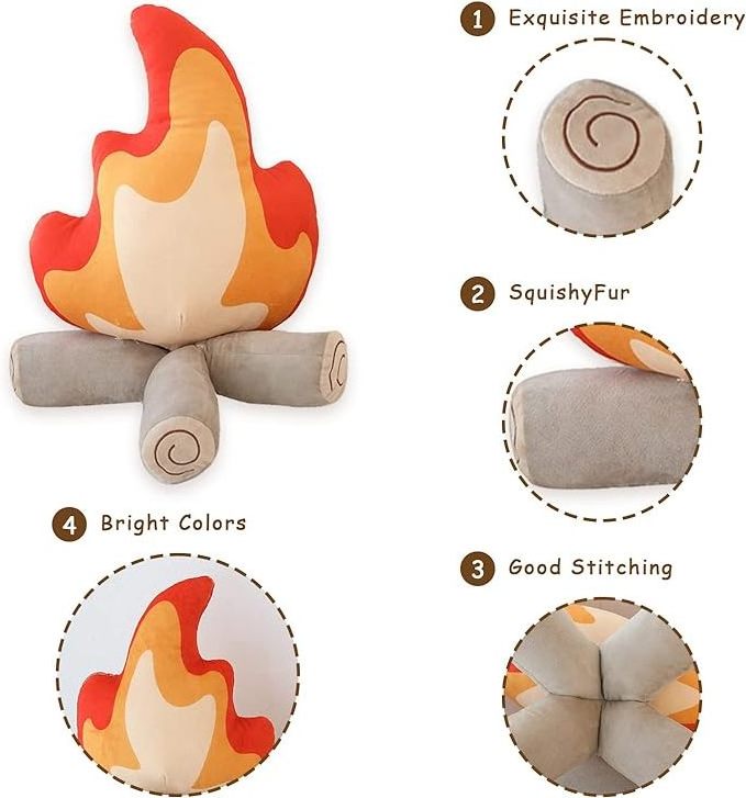 2024 Hot 30cm/45cm Special Simulation Bonfire Plush Toy Stuffed Cartoon Fire Doll Living Room Floor Pillow Cushion Decor Gift