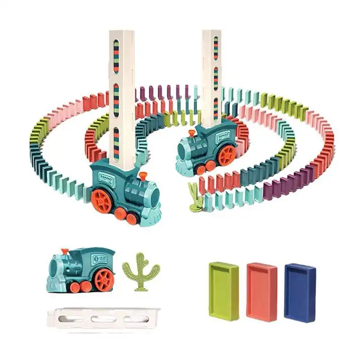 New Educational Children Automatic Launch Mini Electric Toys Set Domino Train Toy Block Set