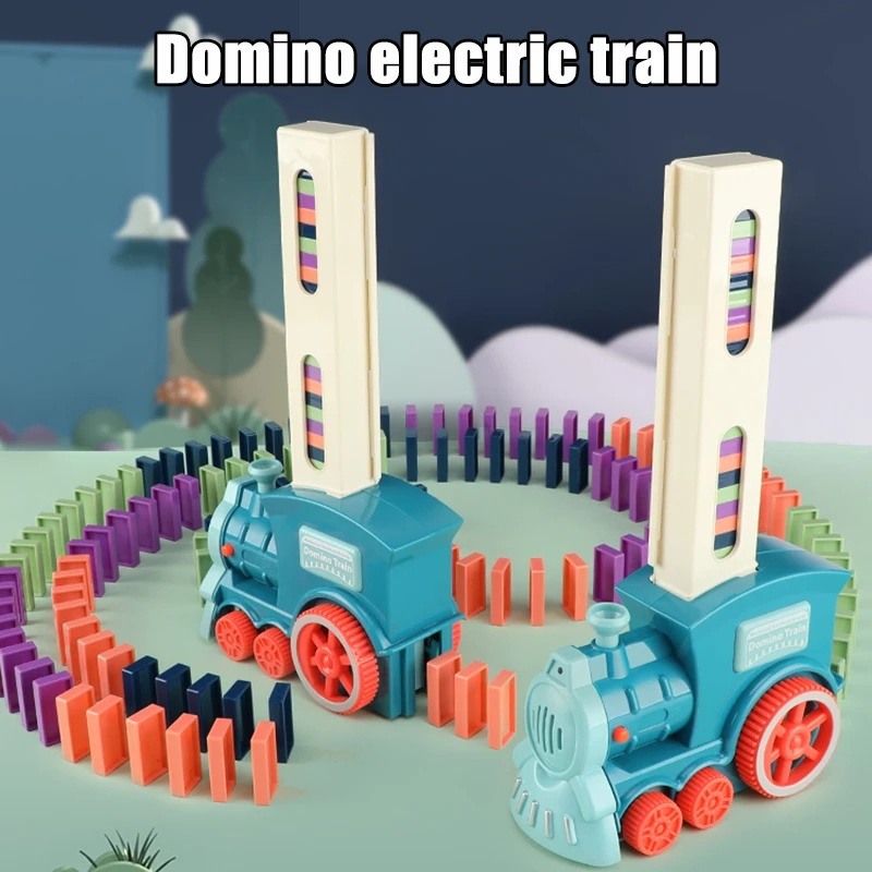 New Educational Children Automatic Launch Mini Electric Toys Set Domino Train Toy Block Set