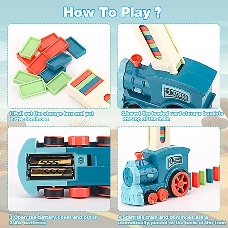 New Educational Children Automatic Launch Mini Electric Toys Set Domino Train Toy Block Set