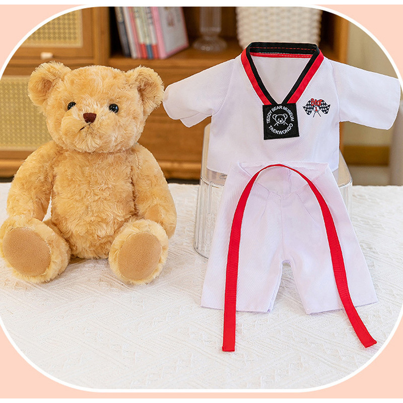 Custom Taekwondo Teddy Bear Plush Toy  Cute Teddy Bear With Logo Clothes For Activity Company Promotion