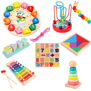 8pcs/set Montessori Wooden Rainbow Blocks Baby Xylophone Music Toy Wooden Educational Toy For Kid Learning