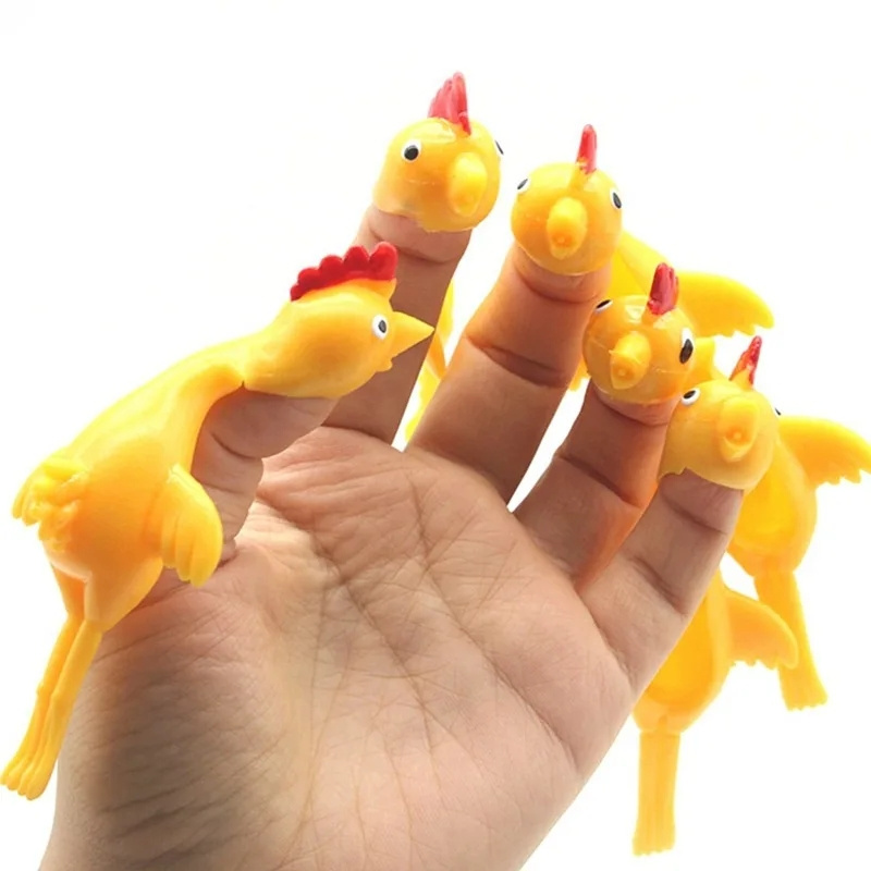 Finger Chick Novel  Funny Sticky Decompression Toy Catapult Launch Turkey Fun Ractice Chicken Elastic Flying Slingshot Chick