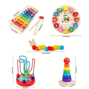 5 in 1 Montessori Wooden Toys Early Childhood Education Toys  Musical Instruments Multi-functional Preschool Teaching Supplies