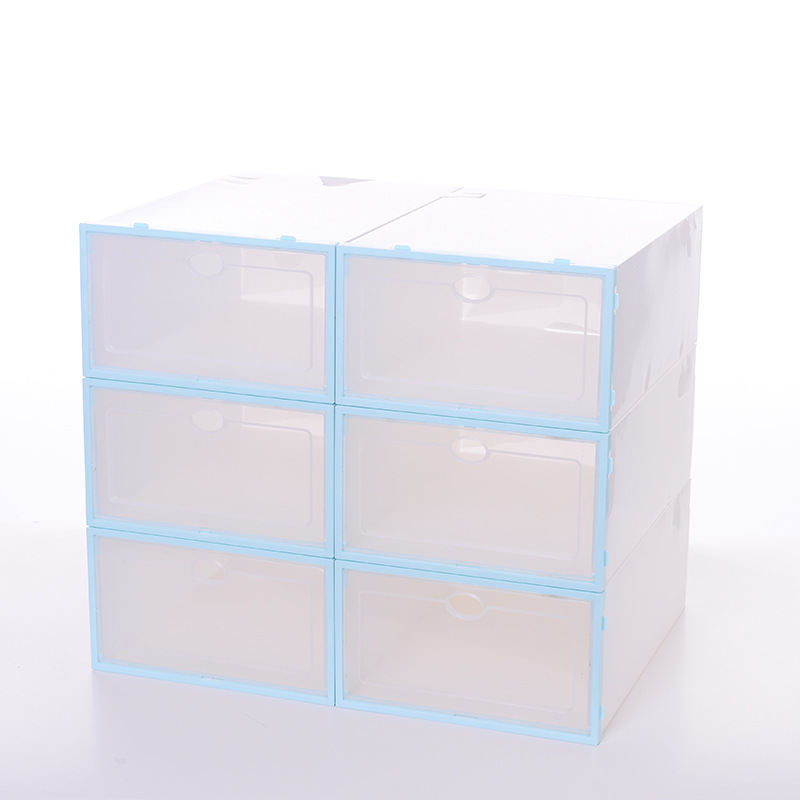 Customized Logo 6 Pack Set Stackable Shoe Storage Box Crates Plastic Clear Sneaker Box Shoe Container For Shoe Display Case