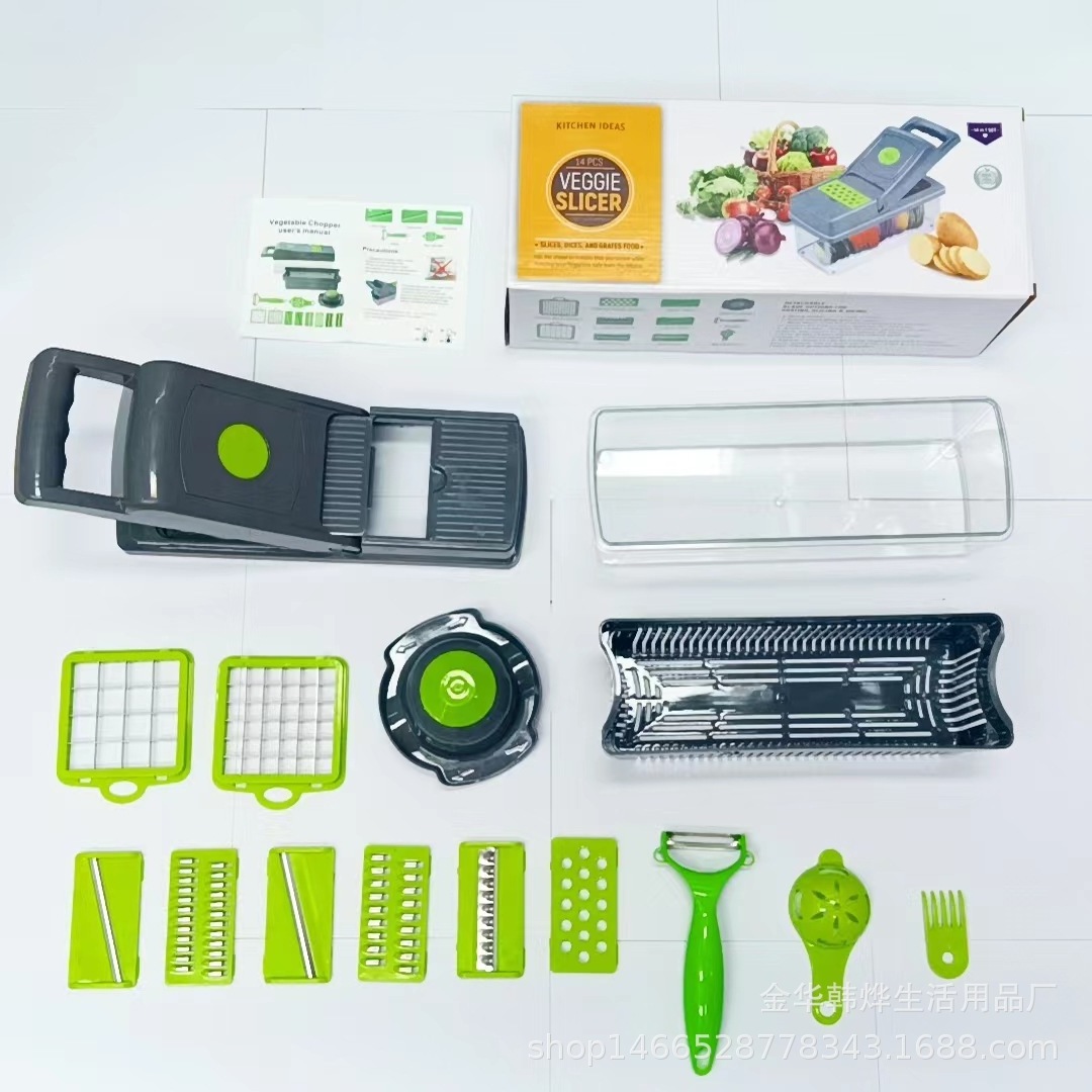 Food Chopper, Vegetable Slicer and Spiralizer Cutter, Dicer, Grater, Kitchen Gadgets Sets with Container