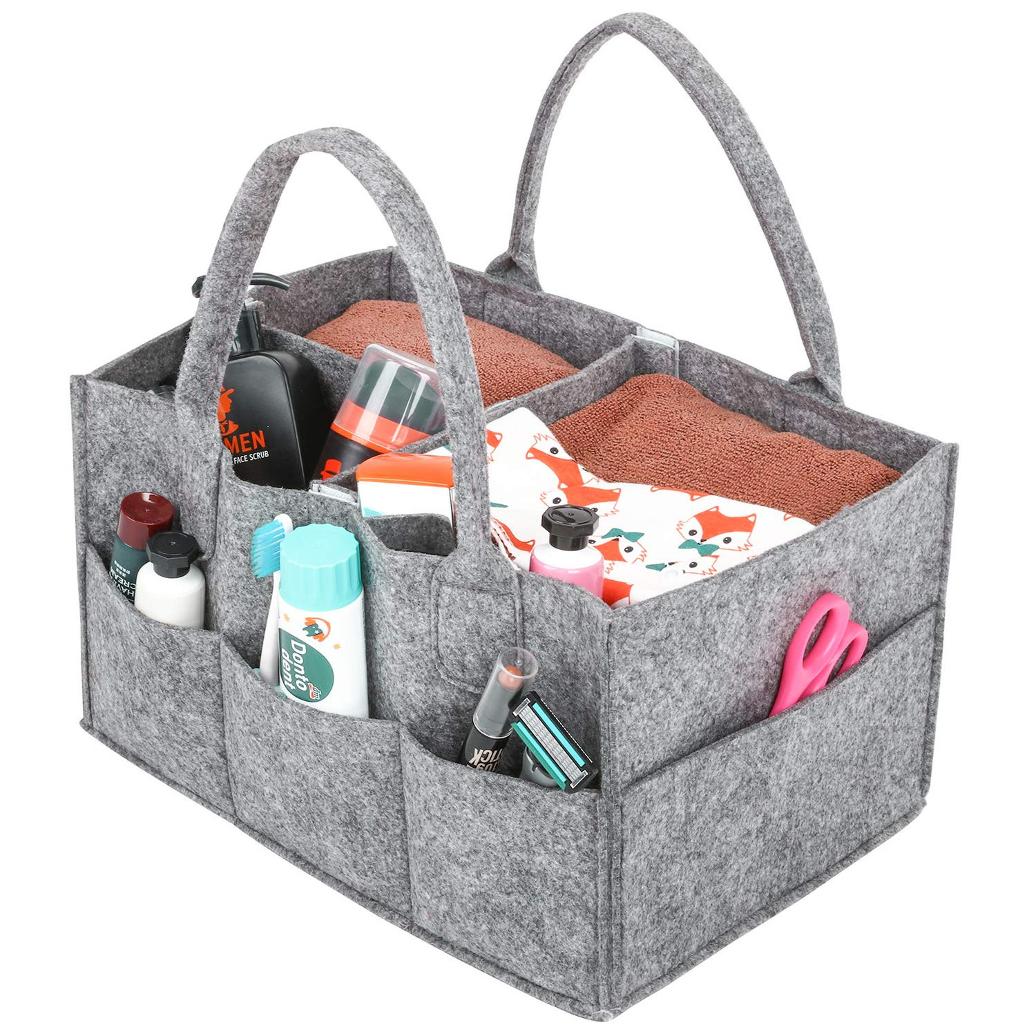 baby Diaper Caddy Organizer Tote Bag - Nursery Storage Bin for Changing Table Portable Car Travel Organizer