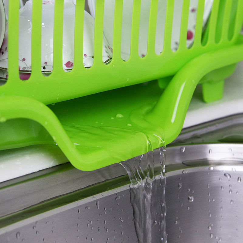 Sink Side Dish Drying Rack With Drain Board, Plastic Dish Drainer Rack And Tray Set Large Capacity Dish Storage Rack Kitchen