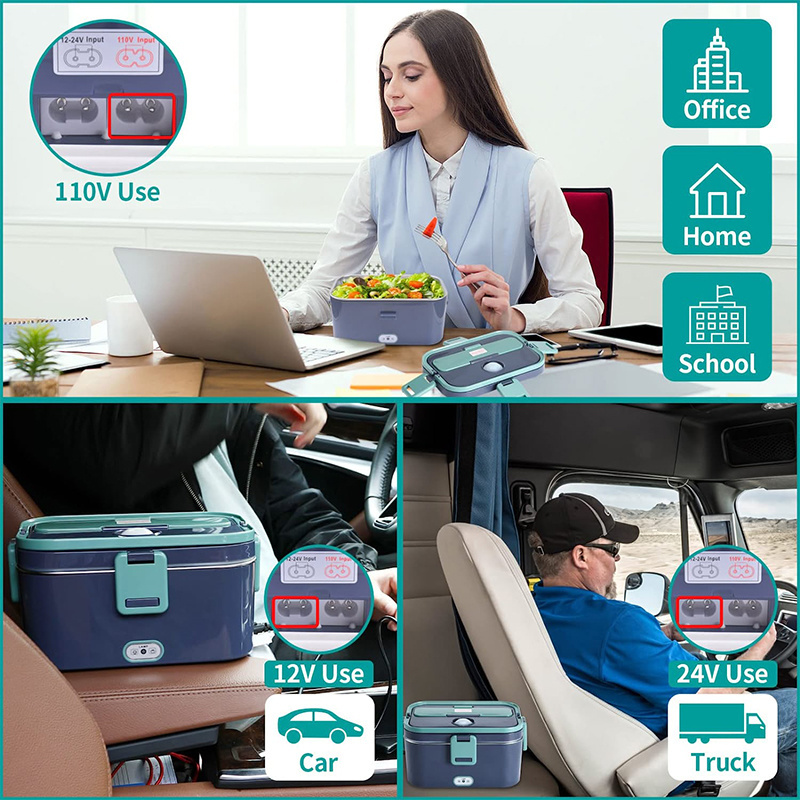 Top Seller 1.5L Stainless Steel Portable Electric Food Container Heating Lunch Box Food Warmer with Carry Bag