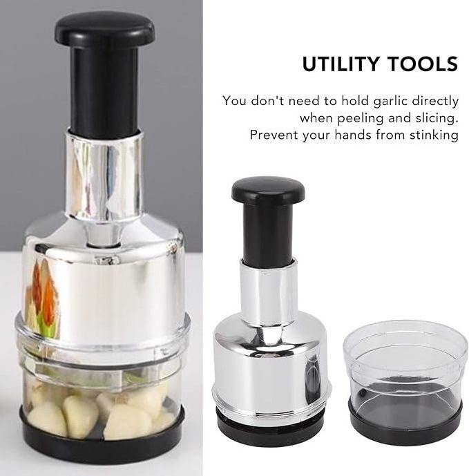 Stainless Steel Food Chopper Dicer  Multipurpose Garlic Cutter Peeler Manual Vegetable Chopper Pressing Cutter for Vegetables