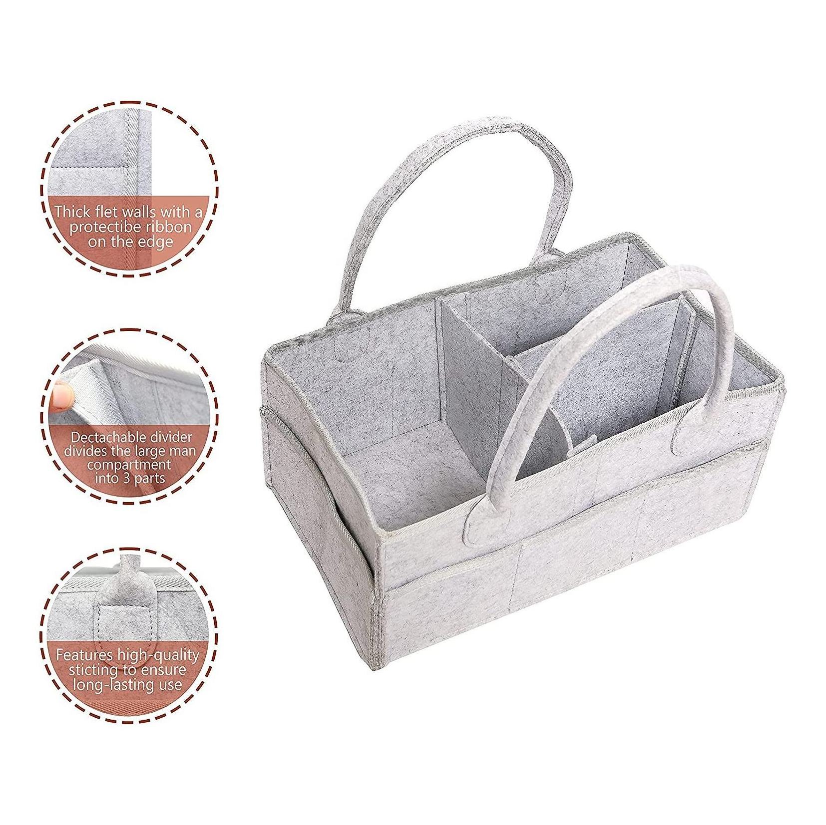 baby Diaper Caddy Organizer Tote Bag - Nursery Storage Bin for Changing Table Portable Car Travel Organizer