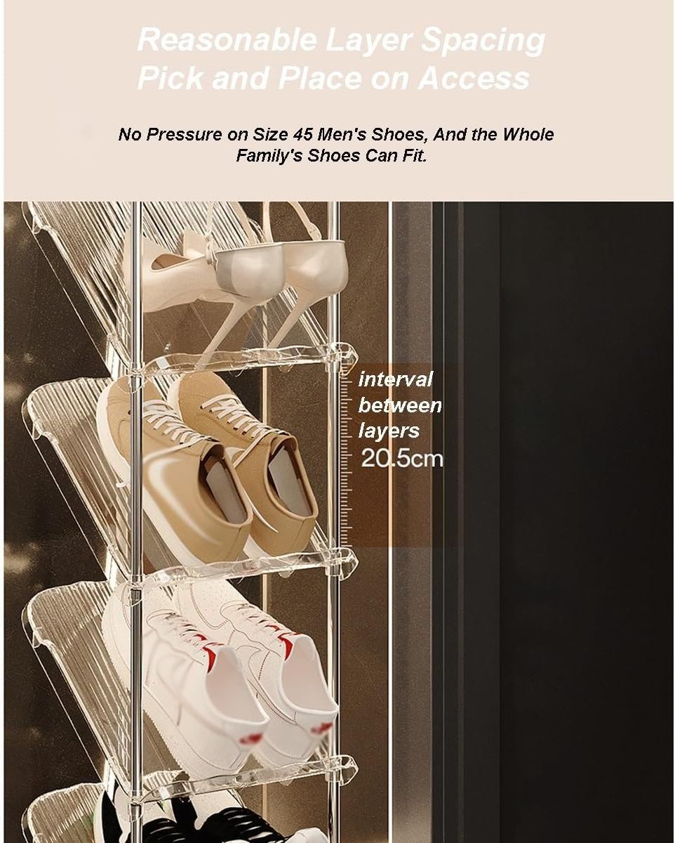 Multi-layer Shoe Rack, Tall Vertical Shoe Shelf Entryway Storage, Shoe Cabinet Stand for Multilayered for Narrow Closet