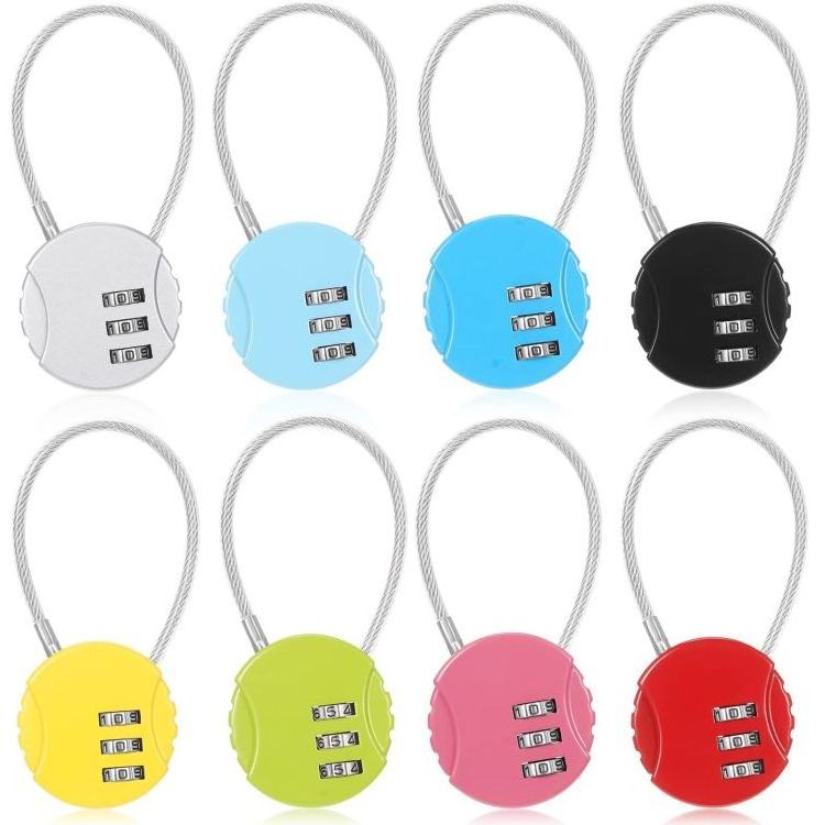 Safety cheap password 3 digital iron cable padlock luggage zipper code combination lock