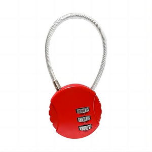 Safety cheap password 3 digital iron cable padlock luggage zipper code combination lock