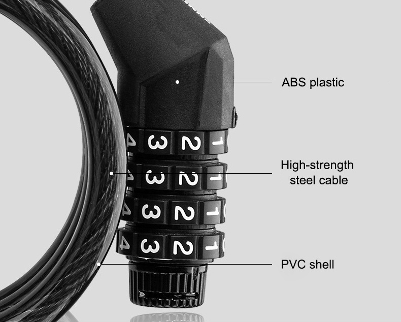 ZOYOSPORTS Telescopic code lock with Nickel-plated Lock Cylinder motorcycle helmet  bicycle code lock